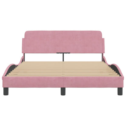 Estrutura cama c/ cabeceira sem colchão 140x190 cm veludo rosa