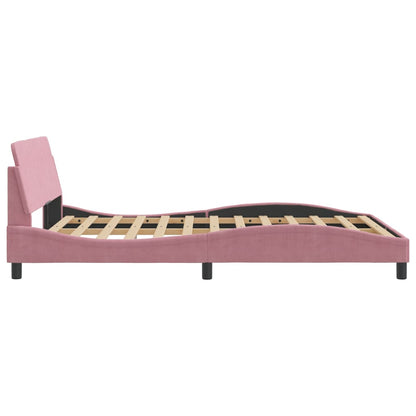 Estrutura cama c/ cabeceira sem colchão 140x190 cm veludo rosa