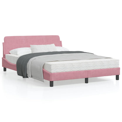 Estrutura de cama c/ cabeceira 140x190 cm veludo rosa