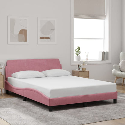 Estrutura cama c/ cabeceira sem colchão 140x190 cm veludo rosa