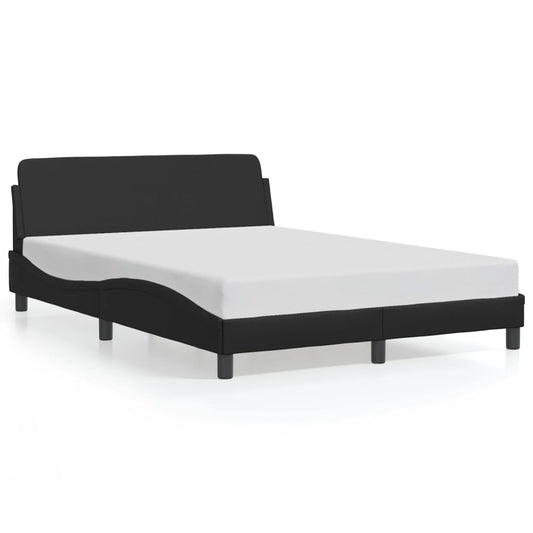 Estrutura cama c/ cabeceira 140x190 cm couro artificial preto