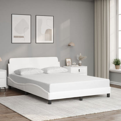 Estrutura cama c/ cabeceira couro artificial 140x190 cm branco