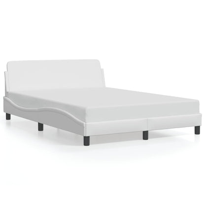 Estrutura cama c/ cabeceira couro artificial 140x190 cm branco