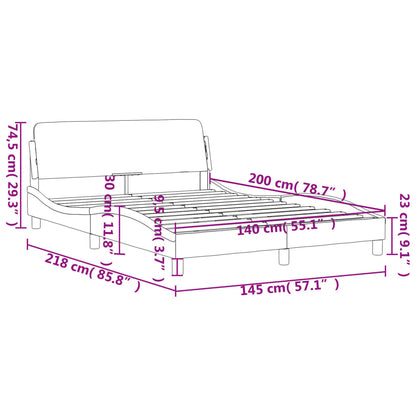 Estrutura de cama com cabeceira 140x200 cm tecido cinza-claro