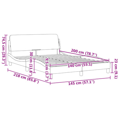 Estrutura de cama c/ cabeceira 140x200cm tecido castanho-escuro