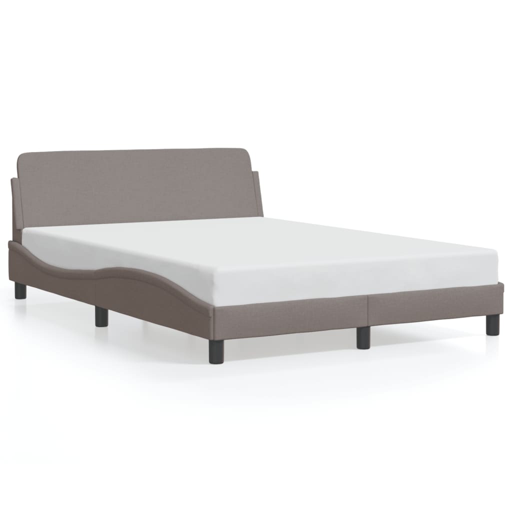 Estrutura cama c/ cabeceira 140x200 cm tecido cinza-acastanhado