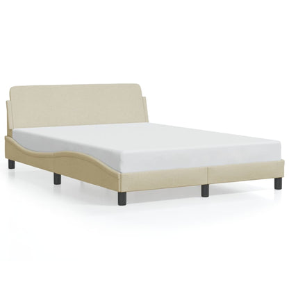 Estrutura de cama c/ cabeceira 140x200 cm tecido cor creme