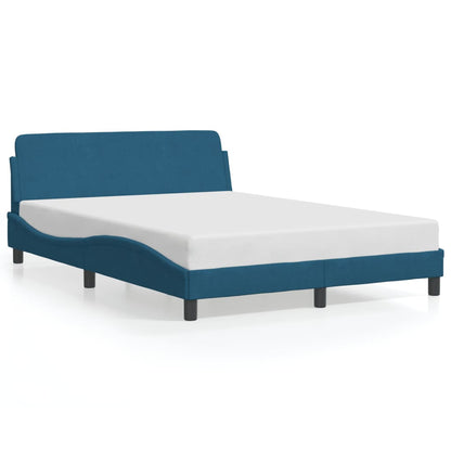 Estrutura de cama c/ cabeceira 140x200 cm veludo azul