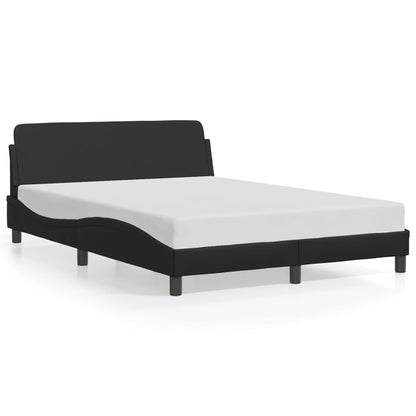 Estrutura cama c/ cabeceira 140x200 cm couro artificial preto