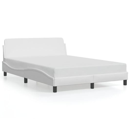 Estrutura cama c/ cabeceira 140x200 cm couro artificial branco