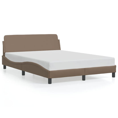 Estrutura cama cabeceira 140x200 cm couro artificial cappuccino