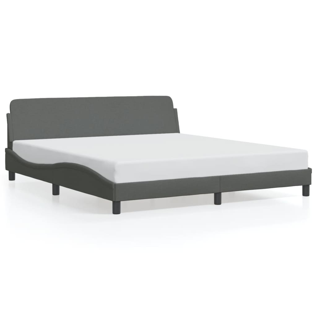 Estrutura de cama 160x200 cm tecido cinzento-escuro