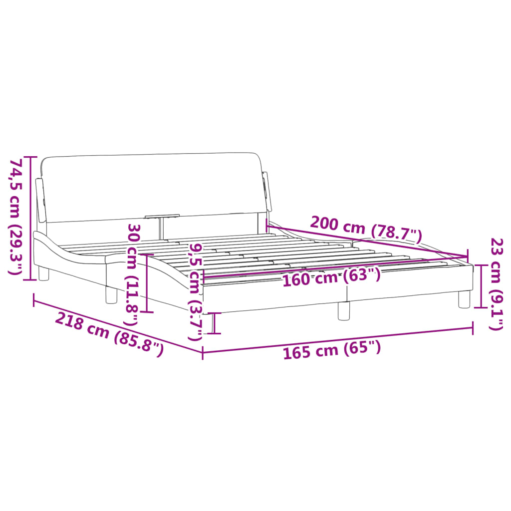 Estrutura de cama 160x200 cm tecido castanho-escuro