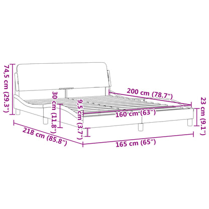 Estrutura de cama 160x200 cm tecido castanho-escuro