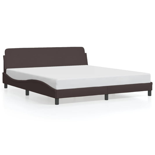 Estrutura de cama 160x200 cm tecido castanho-escuro