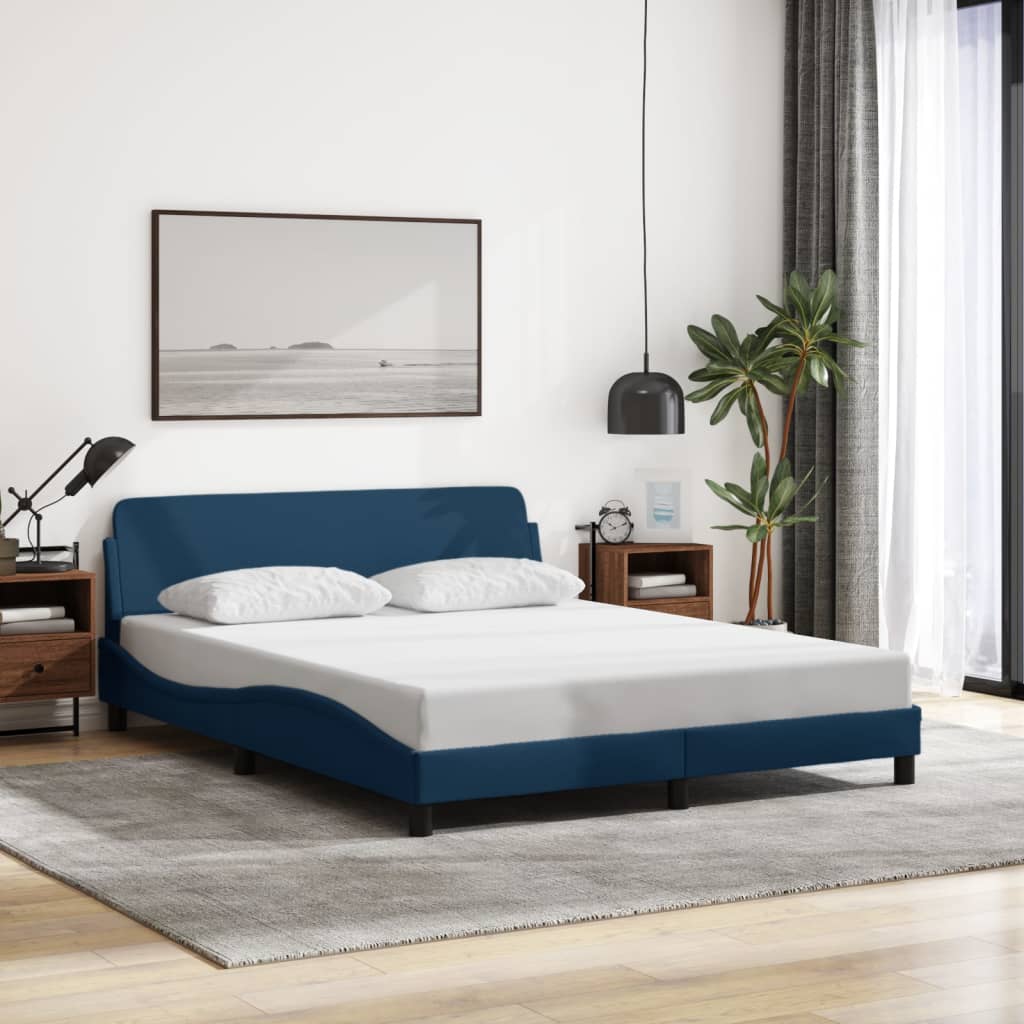 Estrutura de cama 160x200 cm tecido azul