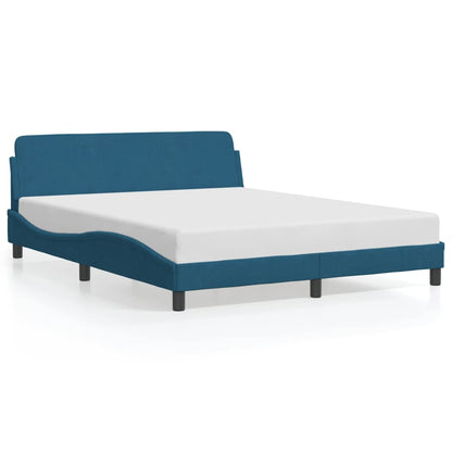 Estrutura de cama c/ cabeceira 160x200 cm veludo azul