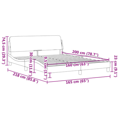 Estrutura de cama c/ cabeceira 160x200 cm veludo rosa