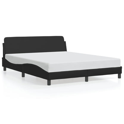 Estrutura cama c/ cabeceira 160x200 cm couro artificial preto