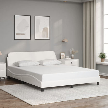 Estrutura cama c/ cabeceira 160x200 cm couro artificial branco