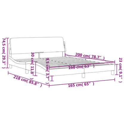 Estrutura cama c/ cabeceira 160x200 cm couro artificial branco