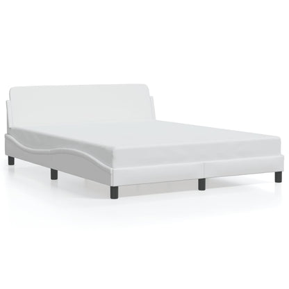 Estrutura cama c/ cabeceira 160x200 cm couro artificial branco