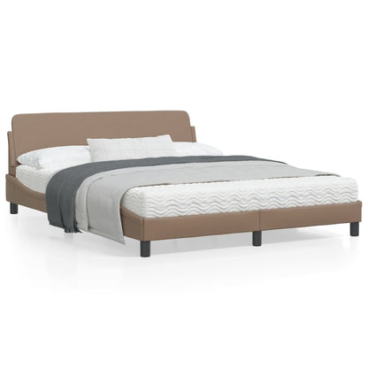 Estrutura cama cabeceira 160x200 cm couro artificial cappuccino