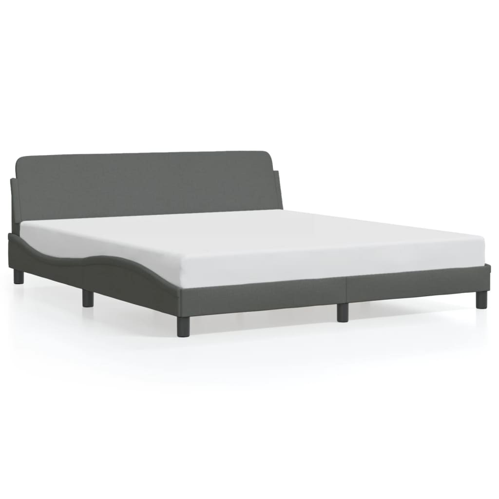 Estrutura de cama 180x200 cm tecido cinzento-escuro