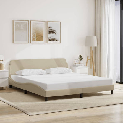 Estrutura de cama sem colchão 180x200 cm tecido cor creme