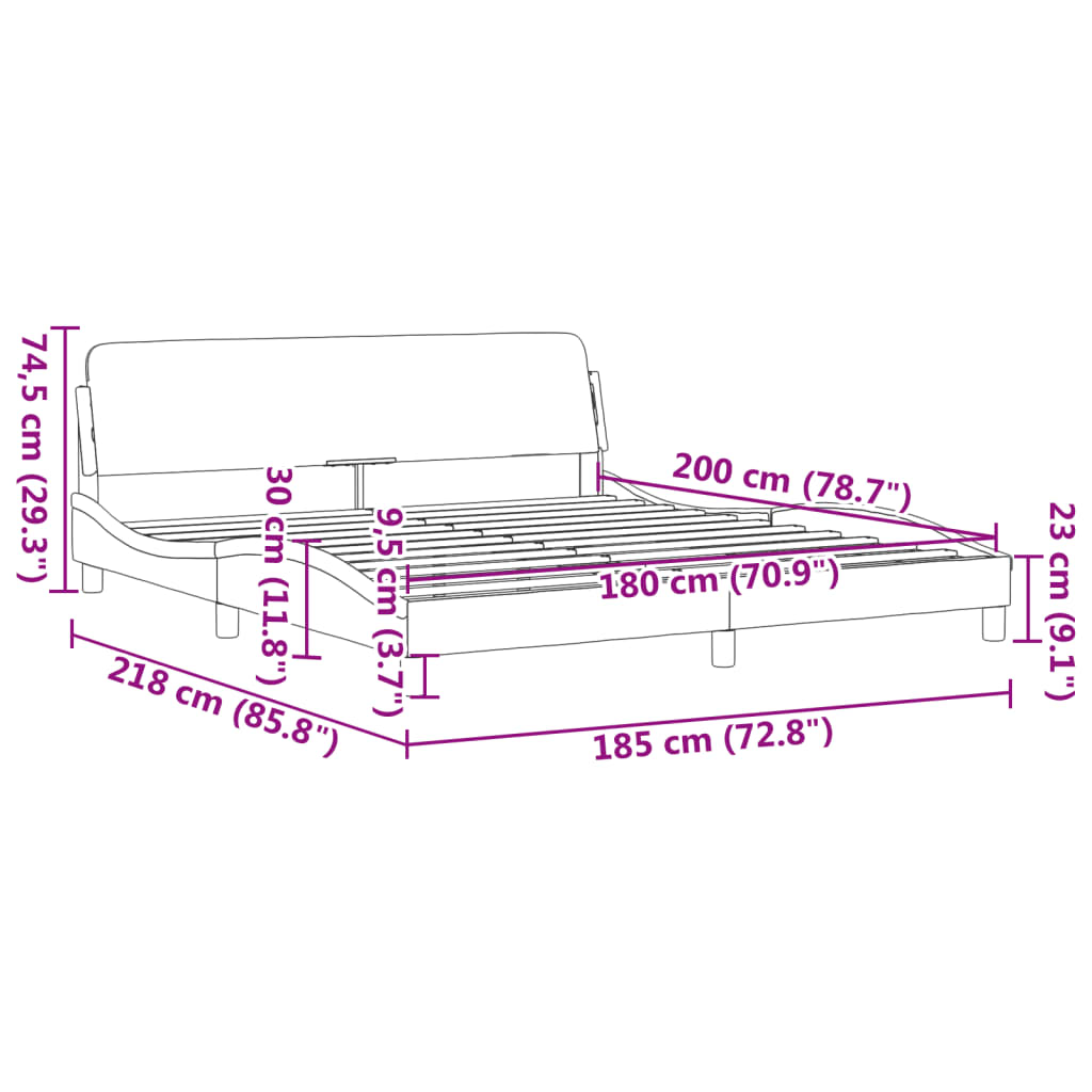 Estrutura de cama c/ cabeceira 180x200 cm veludo cinzento-claro