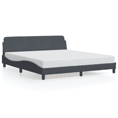 Estrutura de cama c/ cabeceira 180x200cm veludo cinzento-escuro