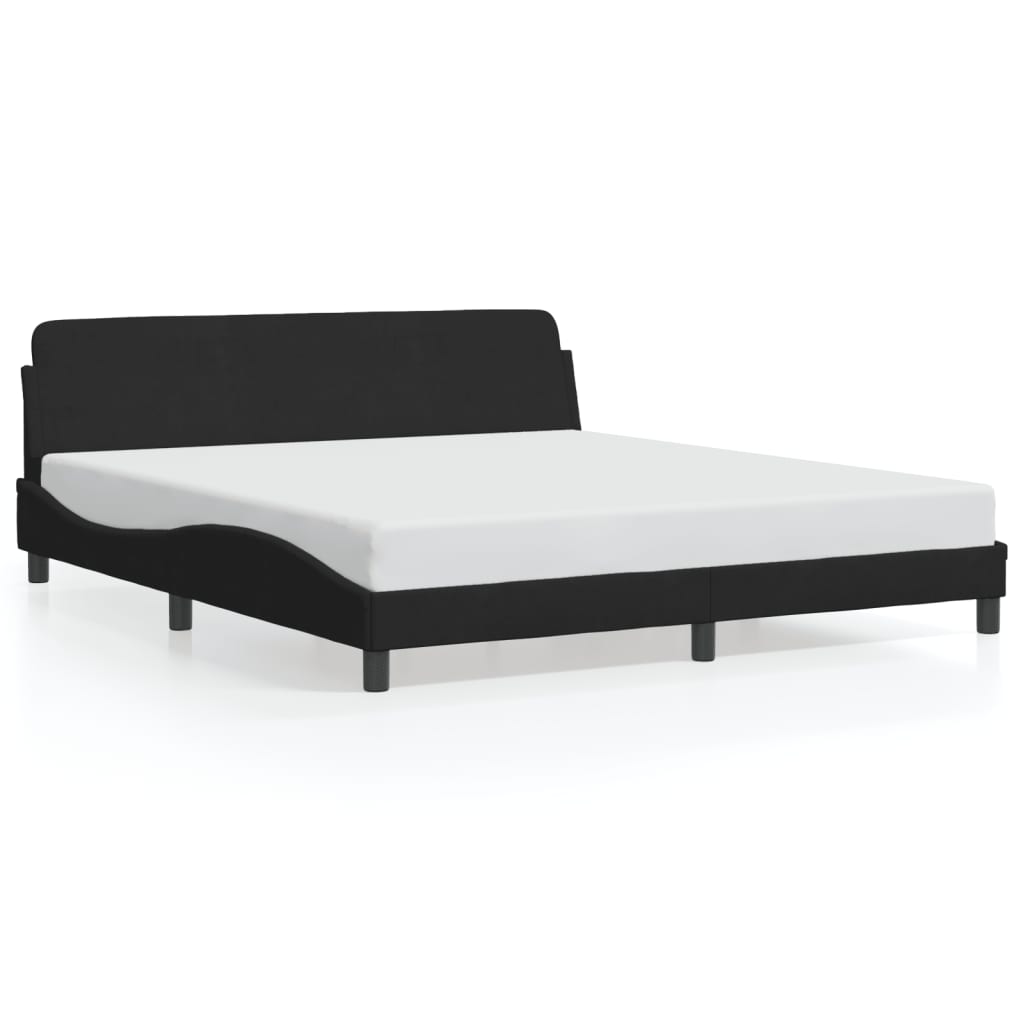 Estrutura de cama c/ cabeceira 180x200 cm veludo preto