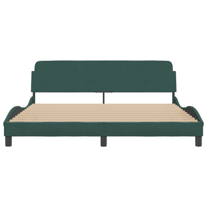 Estrutura de cama c/ cabeceira 180x200 cm veludo verde-escuro