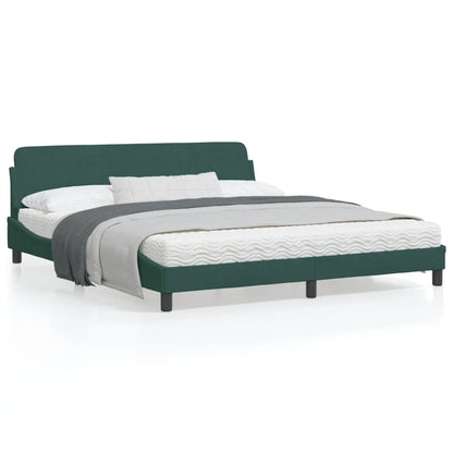 Estrutura de cama c/ cabeceira 180x200 cm veludo verde-escuro