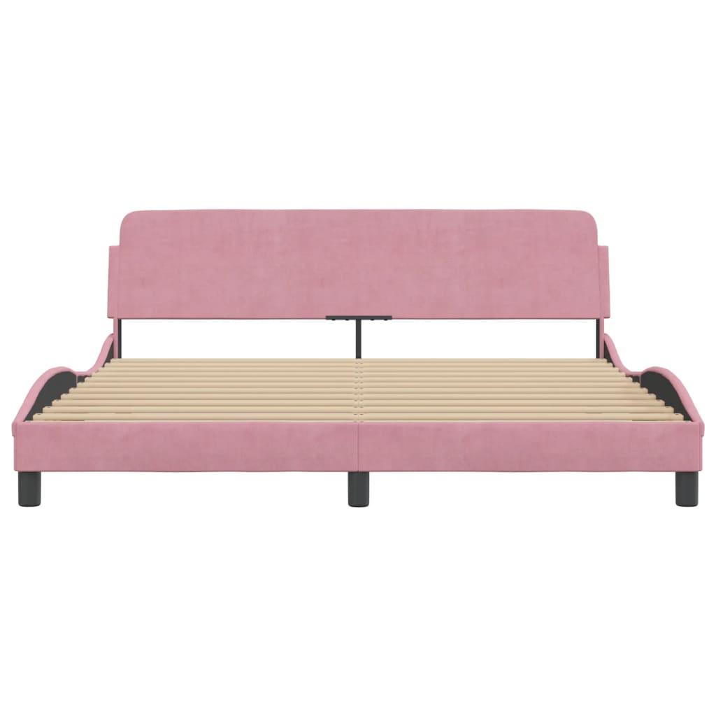 Estrutura de cama c/ cabeceira 180x200 cm veludo rosa