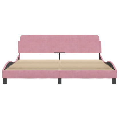 Estrutura de cama c/ cabeceira 180x200 cm veludo rosa