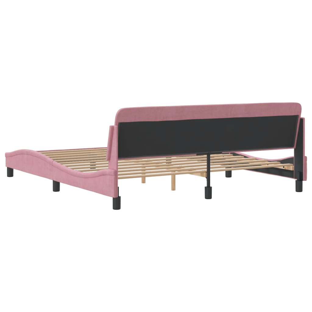 Estrutura de cama c/ cabeceira 180x200 cm veludo rosa