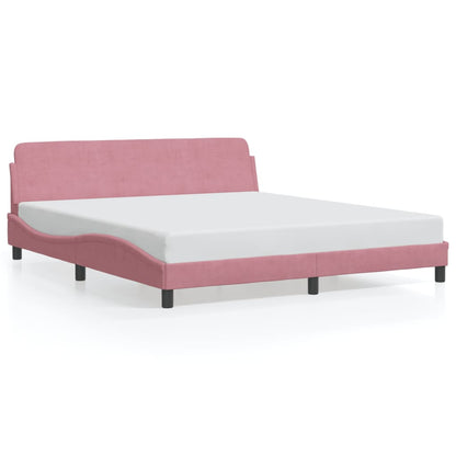 Estrutura de cama c/ cabeceira 180x200 cm veludo rosa