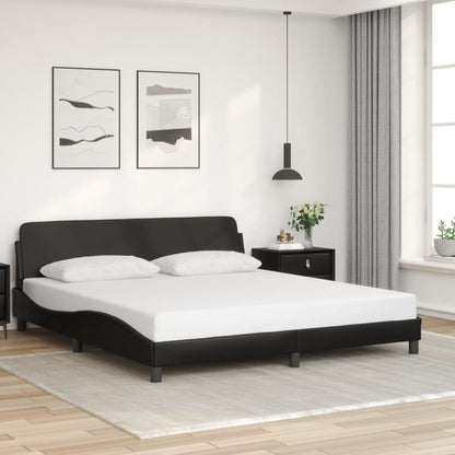 Estrutura de cama c/ cabeceira 180x200cm couro artificial preto