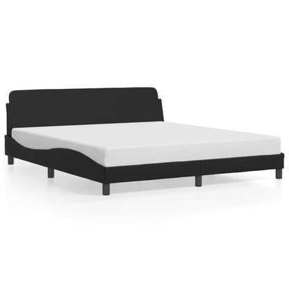 Estrutura de cama c/ cabeceira 180x200cm couro artificial preto