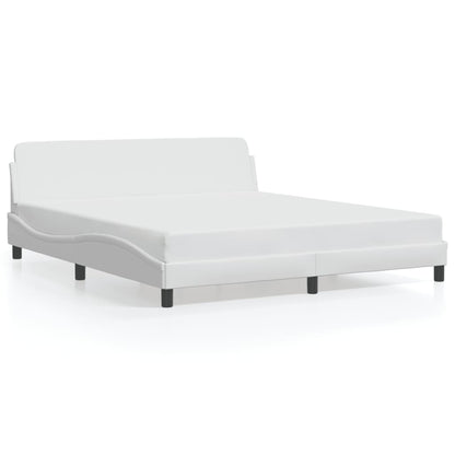 Estrutura cama c/ cabeceira 180x200 cm couro artificial branco