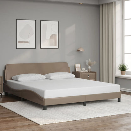 Estrutura cama cabeceira 180x200 cm couro artificial cappuccino