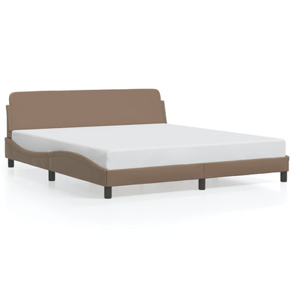 Estrutura cama cabeceira 180x200 cm couro artificial cappuccino