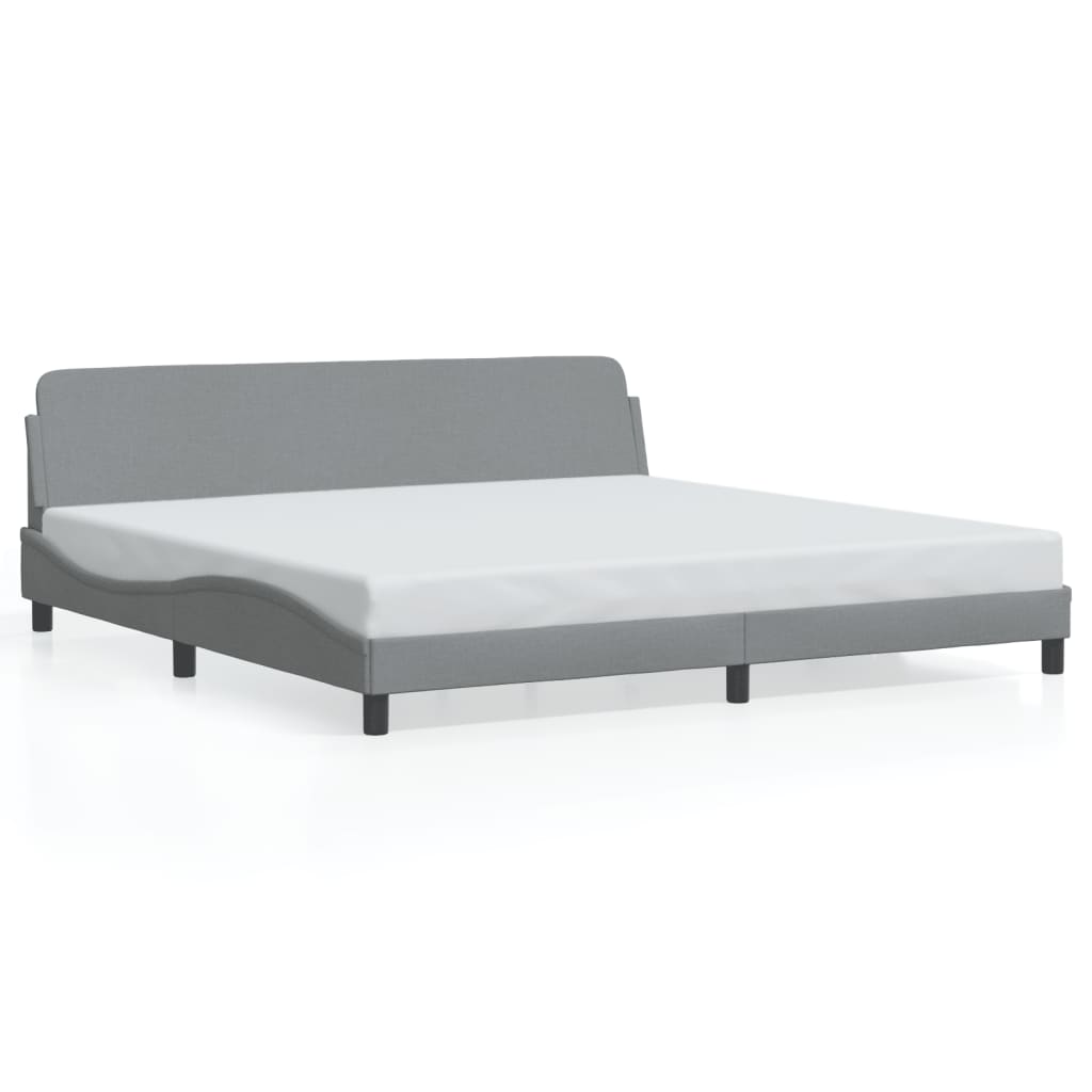 Estrutura de cama 200x200 cm tecido cinzento-claro