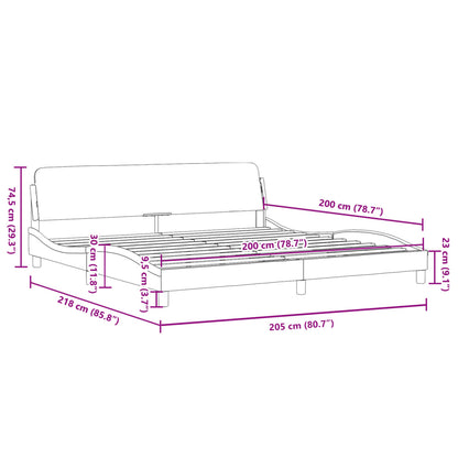 Estrutura de cama c/ cabeceira 200x200cm tecido castanho-escuro