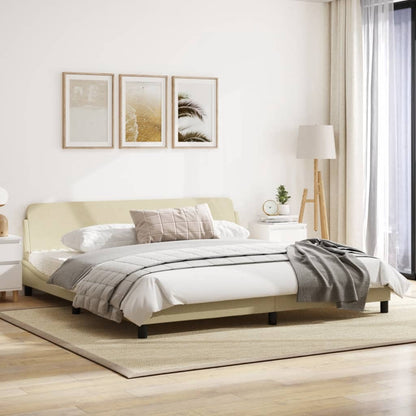 Estrutura de cama com cabeceira 200x200 cm tecido cor creme