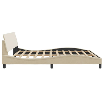 Estrutura de cama com cabeceira 200x200 cm tecido cor creme