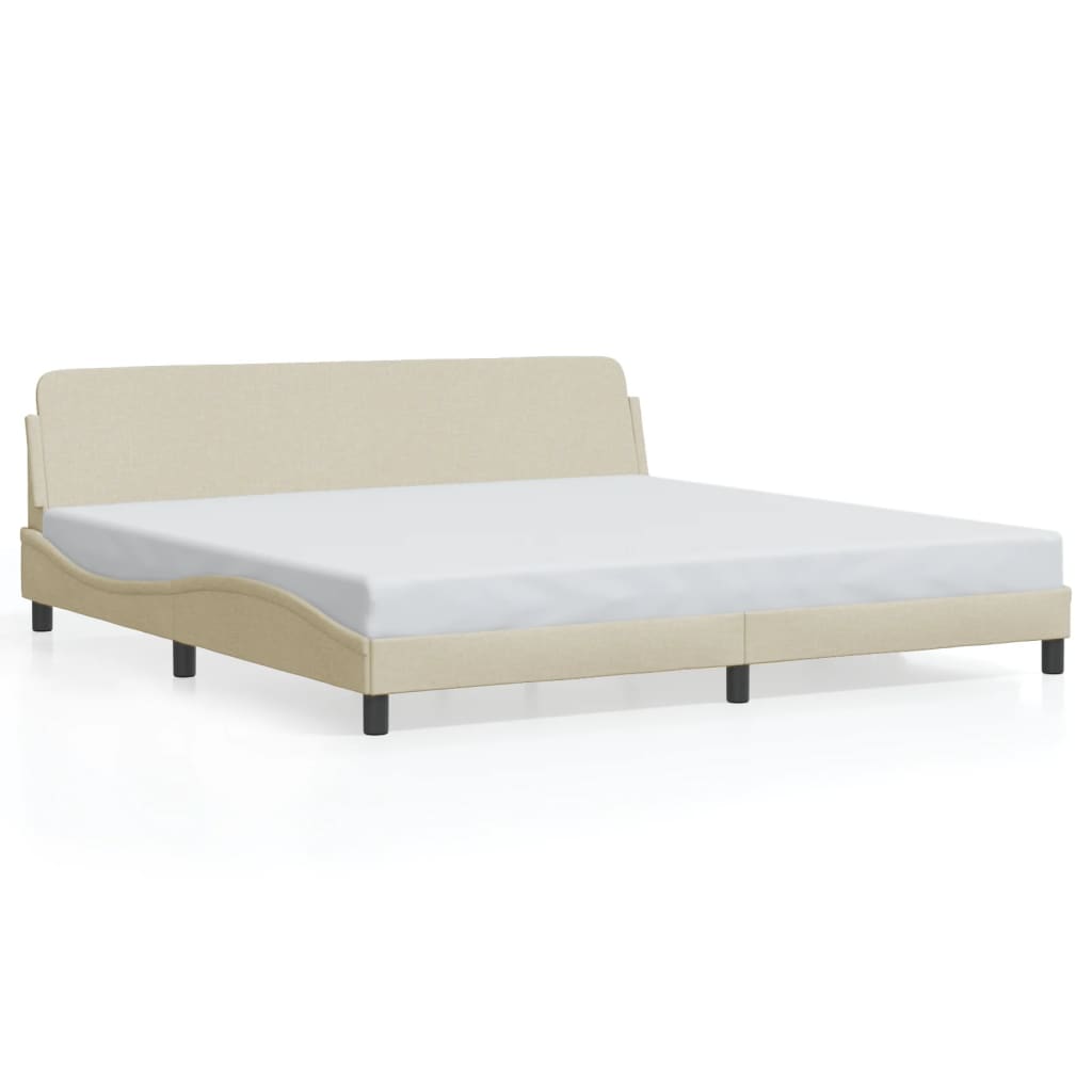 Estrutura de cama com cabeceira 200x200 cm tecido cor creme