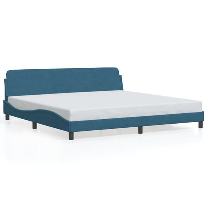 Estrutura de cama c/ cabeceira 200x200 cm veludo azul