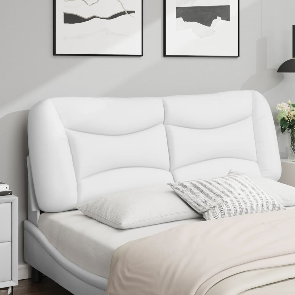 Almofadão de cabeceira 140 cm couro artificial branco